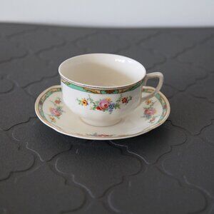 Antique Gold Plated Johnson Bros. of England Fine Bone China Tea Cup/Saucer Set